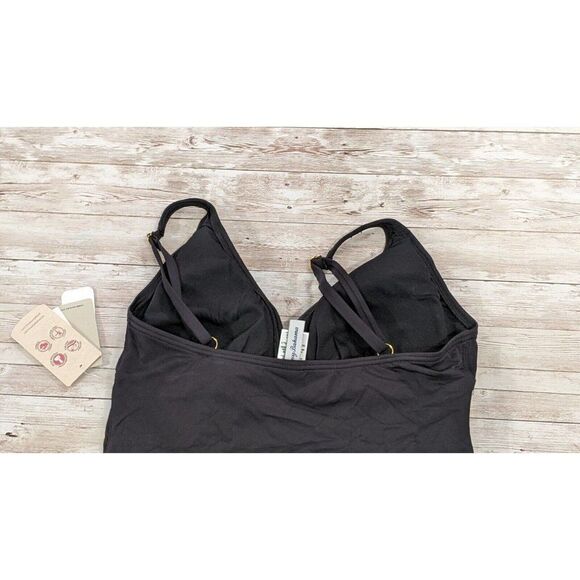Tommy Bahama Womens Size Small Black Pearl Over The Shoulder V Neck Tankini Top - Picture 6 of 13